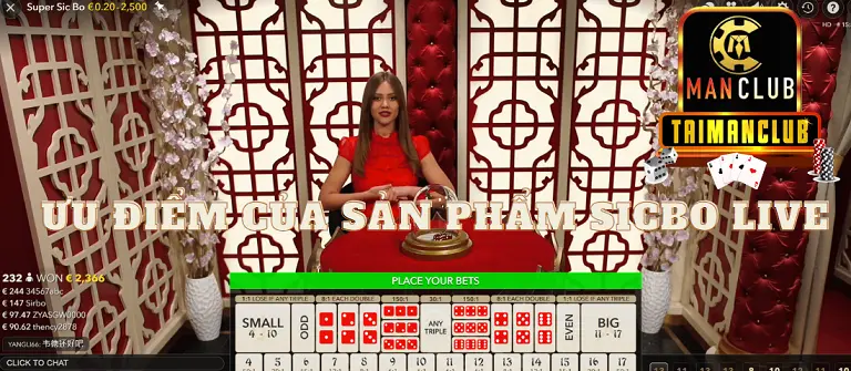 Ưu điểm của sản phẩm Sicbo live