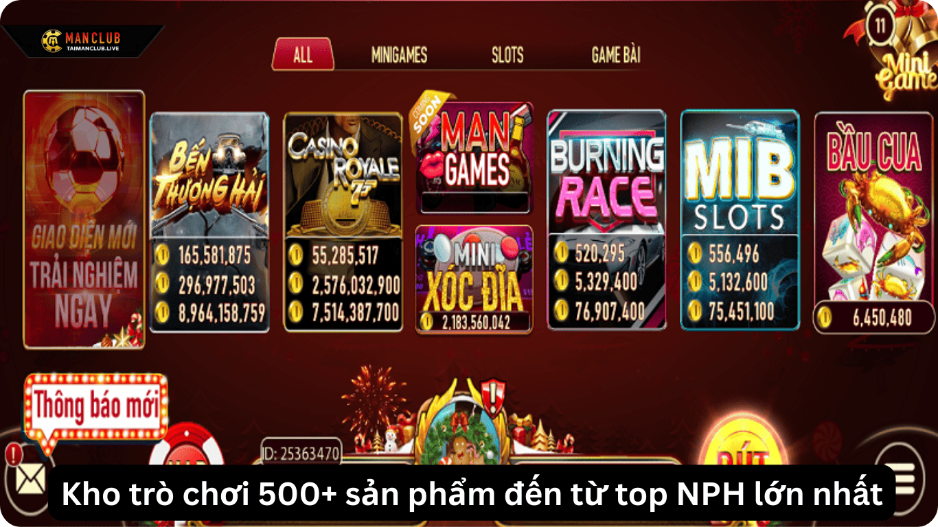 Kho trò chơi 500+ sản phẩm đến từ top NPH lớn nhất